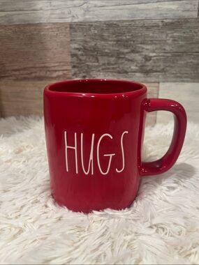 RAE Dunn Hugs and Kisses bright red mug
